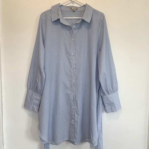 Iris Nautical Stripe Belted Tunic Shirt Dress - Picture 2 of 9